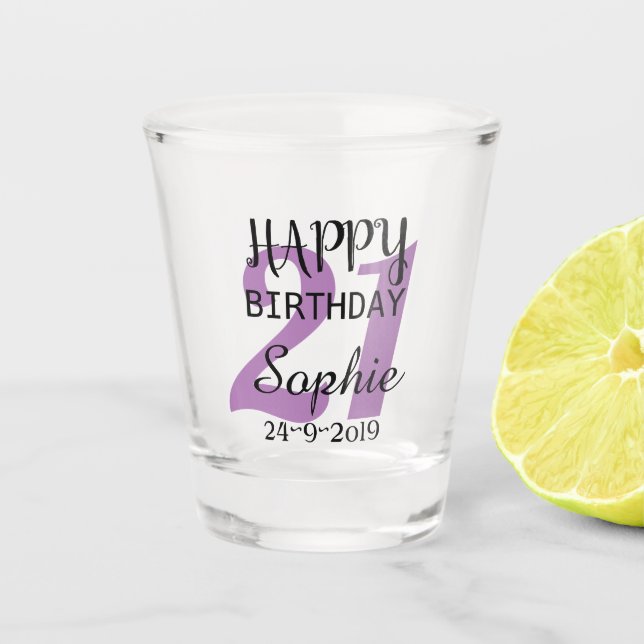 Personalisierter 21. Geburtstag Schnapsglas (Vorderseite)