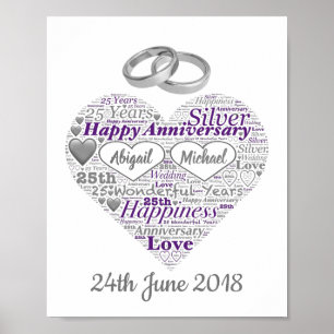 Personalisierter 25. silberne poster