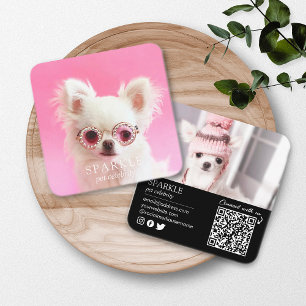 Personalisierter 2-Foto-Hund-Haustier-Social-Media Quadratische Visitenkarte