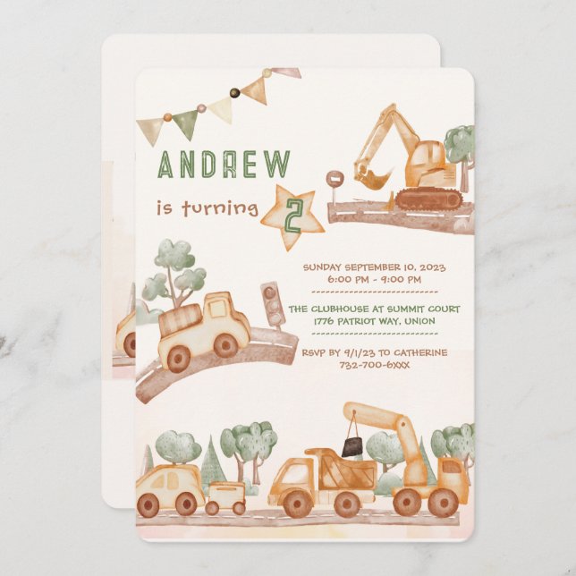 Personalisierter 2. Geburtstag Einladung (Vorne/Hinten)