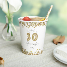 Personalisierter "30 and Fabulous" Gold Glitzer Pappbecher