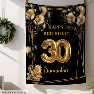 Personalisierter 30. Geburtstag Schwarzes Gold 🎉 Fleecedecke