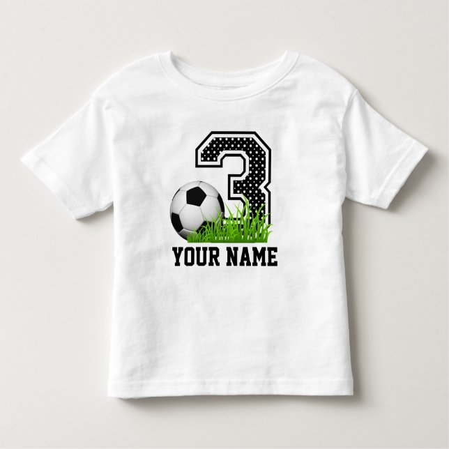 Personalisierter 3. Geburtstag-Fußball Kleinkind T-shirt (Vorderseite)