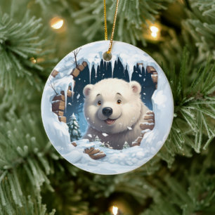 Personalisierter 3D Eisbär Keramik Ornament