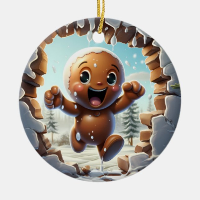 Personalisierter 3D-Gebäckmann Keramik Ornament (Vorne)