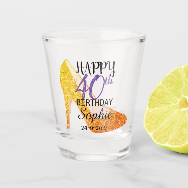 Personalisierter 40. Geburtstag Schnapsglas (Vorderseite)