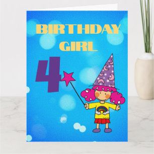 Personalisierter 4. Geburtstag Mädchen-Magie Karte