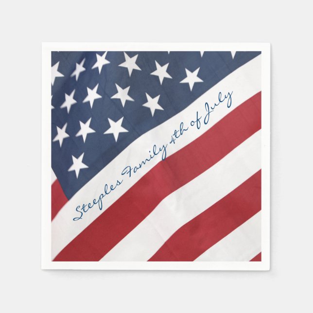 Personalisierter 4. Juli Amerikanische Flagge Napk Serviette (Vorderseite)