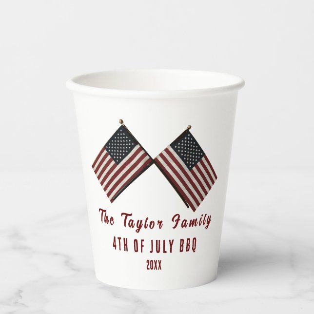 Personalisierter 4. Juli Amerikanische Flagge Pappbecher (Vorderseite)