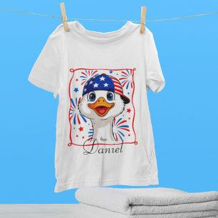 Personalisierter 4. Juli Gänse Boy Patriotic USA T-Shirt
