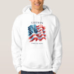 Personalisierter 4. Juli Wiedersehen Matching Hoodie<br><div class="desc">Feiern Sie Amerika mit diesen Sonderhoodies vom 4. Juli stilvoll - ideal, um Ihre patriotischen Wurzeln zu ehren und eine bleibende Erinnerung an die Wiedersehen zu schaffen. Jedes Element mit einem kühlen amerikanischen Flaggendesign ist Teil unserer Merchandise-Kollektion vom 4. Juli und kann mit den Vorlagenfeldern personalisiert werden, um Ihren Familiennamen...</div>