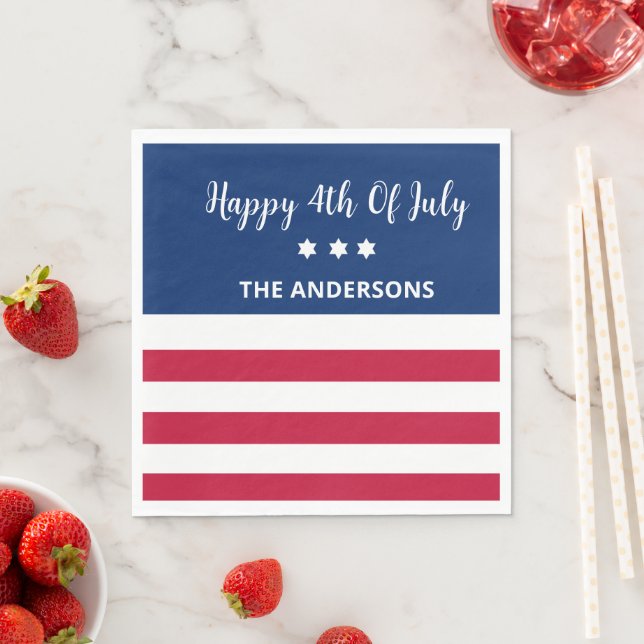 Personalisierter 4. Juli Zeitung Napkins Serviette (Beispiel)