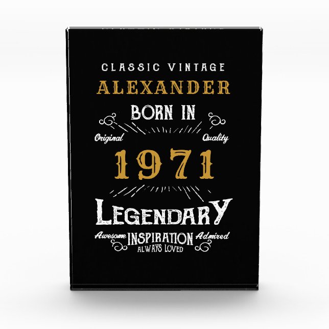 Personalisierter 50. Geburtstag Geboren 1971 Vinta Fotoblock (Vorderseite)