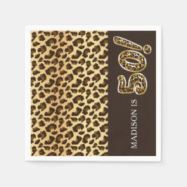 Personalisierter 50. Geburtstag Leopard Foil Ballo Serviette