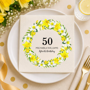 Personalisierter 50. Geburtstag mit Narzissen Serviette