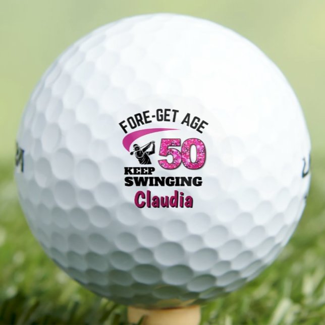 Personalisierter 50. Geburtstag - Rosa Erwachsener Golfball (Von Creator hochgeladen)