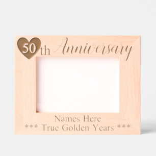 Personalisierter 50. Hochzeitstag mit Herz Geätzte Rahmen