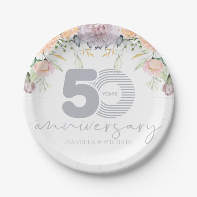 Personalisierter 50. Hochzeitstag Pappteller (Vorderseite)