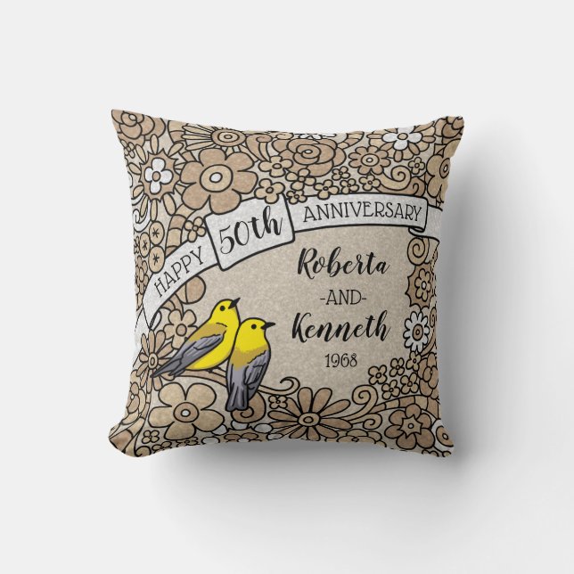 Personalisierter 50. Jahrestag, goldene Kissen (Vorderseite)