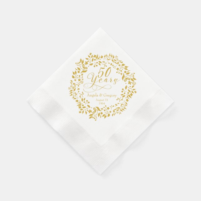 Personalisierter 50-jähriger Goldkranz für die Hoc Serviette (Ecke)