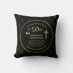 Personalisierter 50. Ordination Jubiläumspriester Kissen