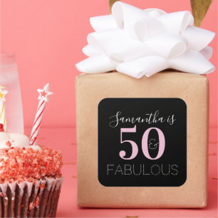 Personalisierter 50. und fantastischer Black Pink  Quadratischer Aufkleber