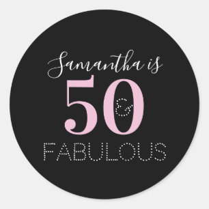 Personalisierter 50. und großartiger Black Pink Ge Runder Aufkleber