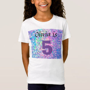 Personalisierter 5. Geburtstag Sparkling Glitzer G T-Shirt