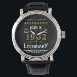 Personalisierter 60. Geburtstag 1962 Vintages Schw Armbanduhr<br><div class="desc">Eine personalisierte,  einzigartige Uhr für diesen Geburtstag. Fügen Sie diesem Vintagen Retro-Design den Namen für ein individuelles Geburtstagsgeschenk hinzu. Bearbeiten Sie den Namen und das Jahr einfach mit der Vorlage. Ein wunderbares Geschenk zum Geburtstag. Mehr Geschenke und Party-Vorräte für dieses Party-Fest mit dem "Legendary"-Design im Laden verfügbar.</div>
