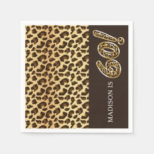 Personalisierter 60. Geburtstag Leopard Foil Ballo Serviette