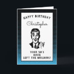 Personalisierter 60. Geburtstag über dem Hügel Karte<br><div class="desc">Sage glücklichen Geburtstag und viel Spaß mit dieser Vintagen Retro-Geburtstagskarte mit dem "over the hill"-Look. Einfache Anpassung mit der bereitgestellten Vorlage.</div>