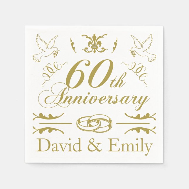 Personalisierter 60. Hochzeitstag Serviette (Vorderseite)