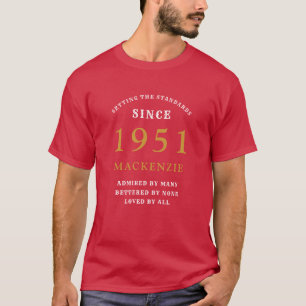 Personalisierter 70. Geburtstag 1951 Goldrot-Vater T-Shirt