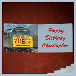 Personalisierter 70. Geburtstag Gelbzug Motor Banner