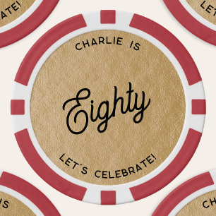 Personalisierter 80. Achtzigster Geburtstag Gold Pokerchips