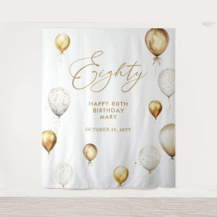 Personalisierter 80. Geburtstag Goldener Ballon Wandteppich