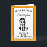 Personalisierter 80. Geburtstag über dem Hügel Karte<br><div class="desc">Sage glücklichen Geburtstag und viel Spaß mit dieser Vintagen Retro-Geburtstagskarte mit dem "over the hill"-Look. Einfache Anpassung mit der bereitgestellten Vorlage.</div>