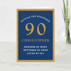 Personalisierter 90. Geburtstag Vater Blue Gold Ch Karte