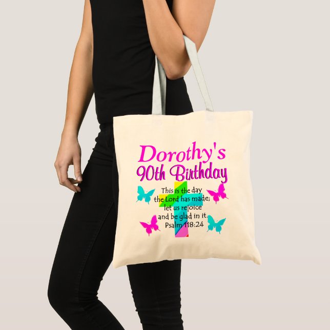 PERSONALISIERTER 90. RAINBOW-KROSS TOTE BAG TRAGETASCHE (Vorderseite (Produkt))