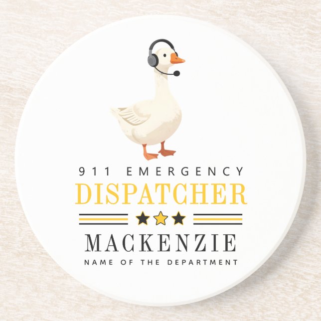 Personalisierter 911-Dispatcher-Gans mit Headset Getränkeuntersetzer (Vorne)