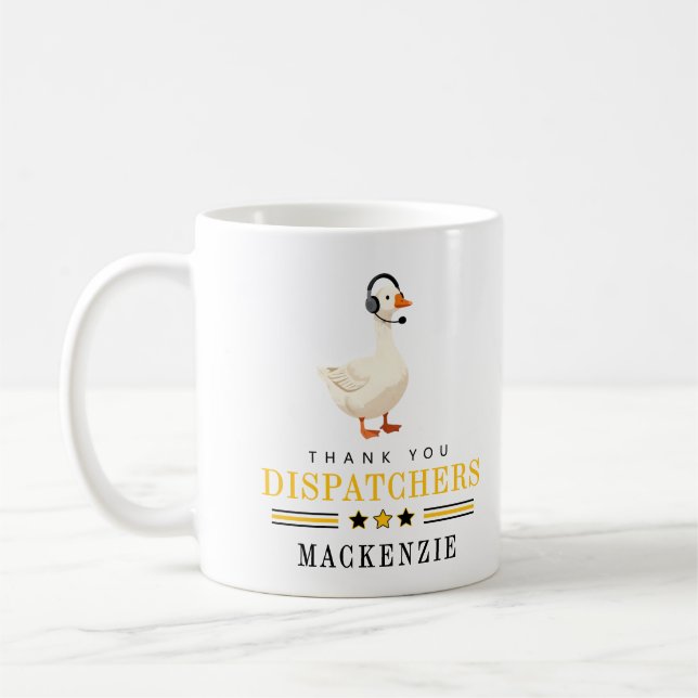 Personalisierter 911-Dispatcher-Gans mit Headset  Kaffeetasse (Links)