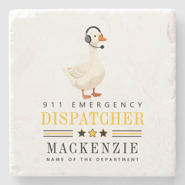 Personalisierter 911-Dispatcher-Gans mit Headset Steinuntersetzer (Vorderseite)