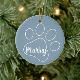 Personalisierter Abdruck der Pfote eines Haustiere Keramik Ornament