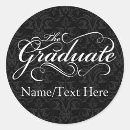 Personalisierter Abitur, eleganter Schwarzer Absch Runder Aufkleber