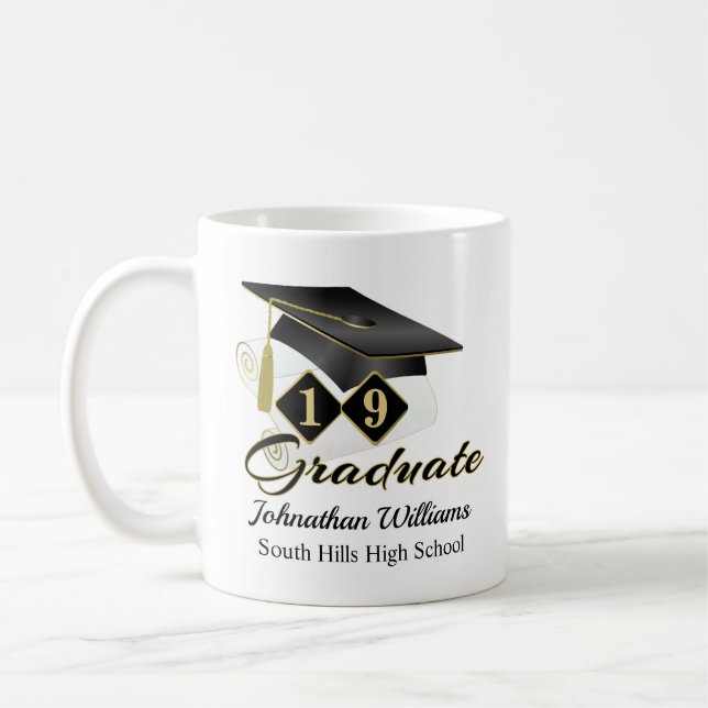 Personalisierter Abschluss Black & Gold 20XX Kaffeetasse (Links)