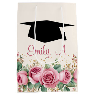 Personalisierter Abschluss Blumendesign Mittlere Geschenktüte