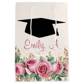 Personalisierter Abschluss Blumendesign Mittlere Geschenktüte