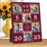 Personalisierter Abschluss Burgundy FotoCollage Fotoplatte<br><div class="desc">Feiern Sie Ihren Absolvent und geben Sie ein besonderes personalisiertes Geschenk mit dieser individuellen Foto Collage Abschluss-Plakette. Diese einzigartige Collage Foto Graduiertenplakette wird ein wertvoller Sake sein. Personalisieren Sie Ihre Fotos mit 6 Ihrer Lieblings-Senior- oder Uni- und personalisieren Sie mit geschlossen Jahr, mit Monogramm Namen, High School oder Uni. Siehe...</div>