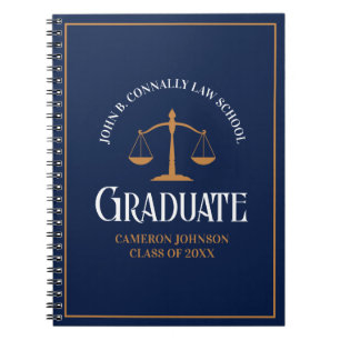 Personalisierter Abschluss der Blue Gold Law Schoo Notizblock