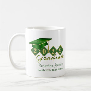 Personalisierter Abschluss Grün & Gold Kaffeetasse